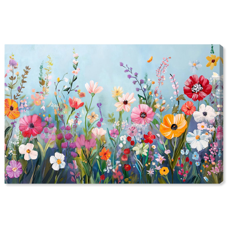 Art, art ludique sur toile, coucher de soleil en fleurs, H 10 po x l 15 po, Toile tendue