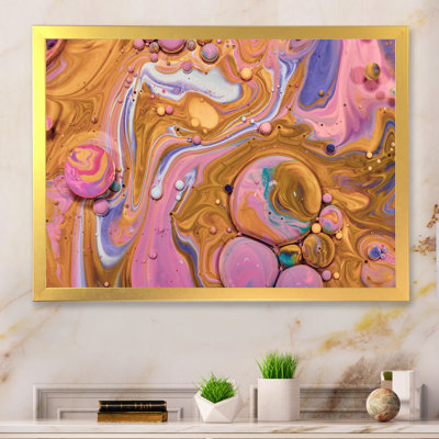 Jaune et rose, art fluide acrylique - Art mural moderne et contemporain sur toile
