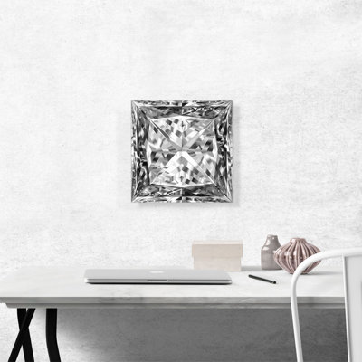 " White Gray Princess Cut Diamond Jewel "