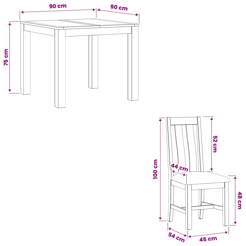 Oak Solid Wood Dining Set, 3