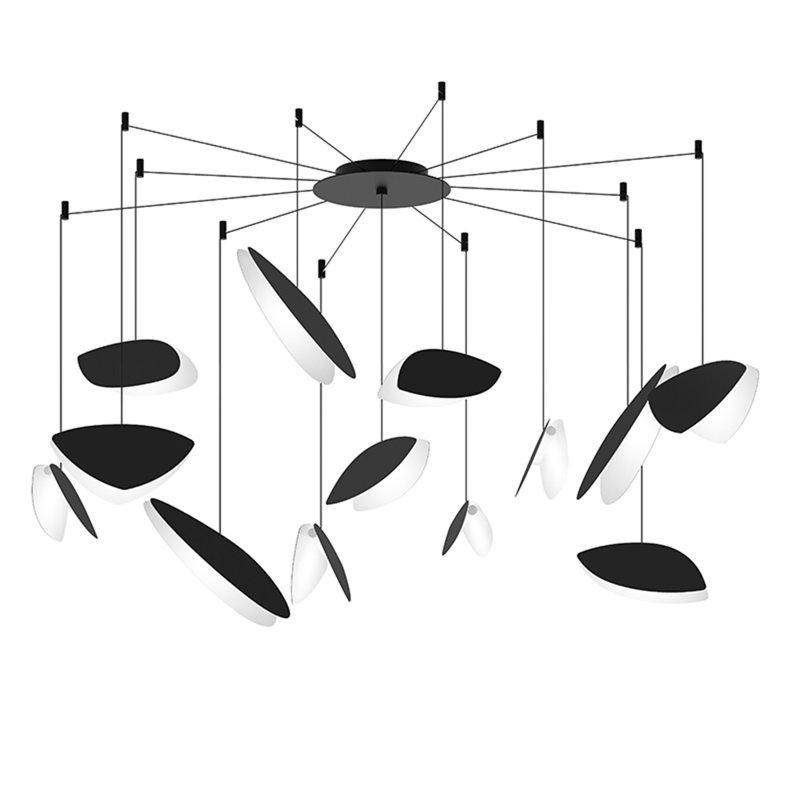 Papillons 9 - Light Satin Black LED Unique/Statement Pendant, Satin Black, 13