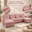 Canapé d'angle modulaire Rovesselle 4 places en chenille de 126,7 pouces de large, en forme de U, avec 2 poufs amovibles, coussins à volants et coussins lombaires-366142818