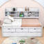 Lit capitaine simple en bois avec lit gigogne, 3 tiroirs et tablettes intégrées-106490998