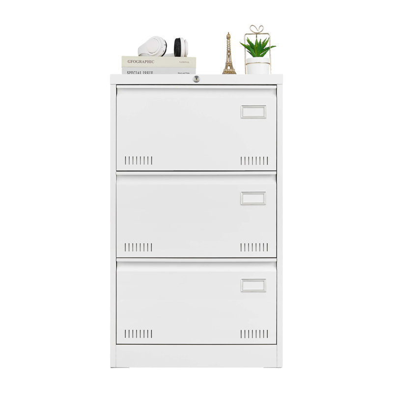Lateral File Cabinet, Filing Cabinet with 3 Drawers, White Filing Cabinets with Lock, Office Cabinet