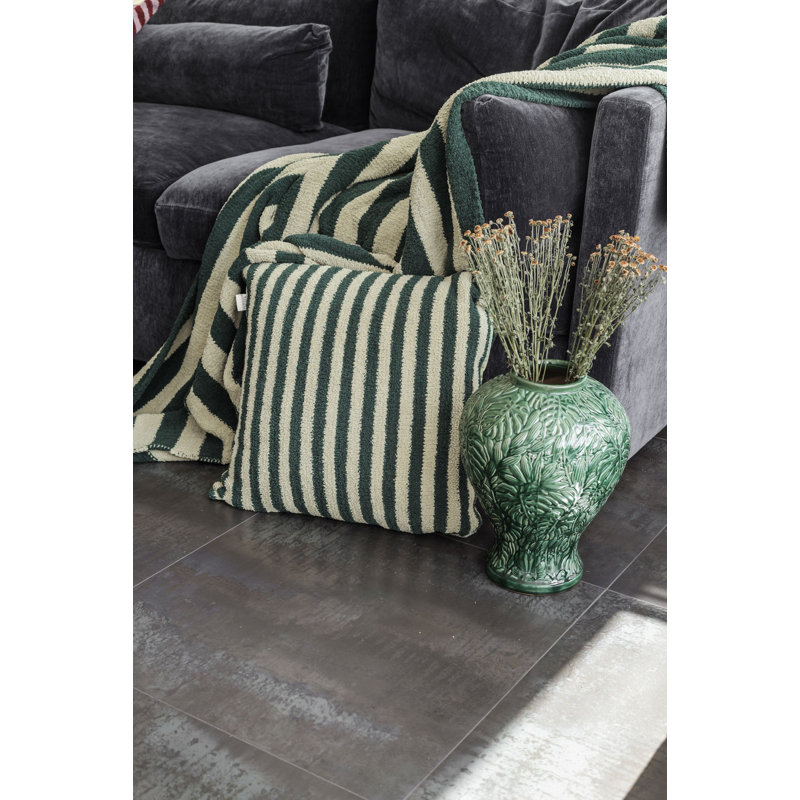 Jardin Green and Beige Striped Square Throw Pillow 20" x 20"