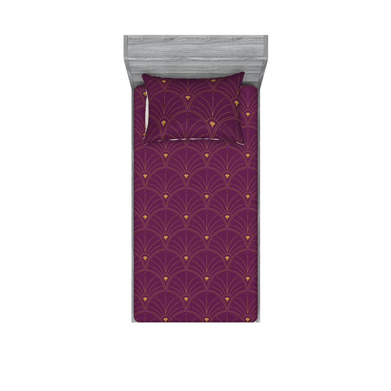Microfiber Floral Sheet Set, Twin Sheet Set + 1 Pillowcase, Plum/Sand Brown