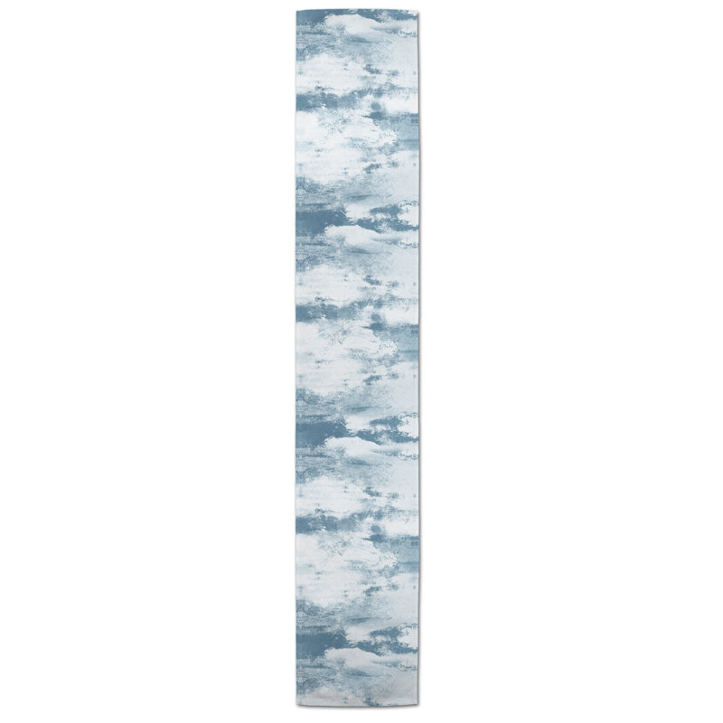 Harriss Abstract Table Runner, 72" x 16", Sky Blue