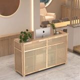 47.24" Brown Rectangular Solid Wood Reception Desk