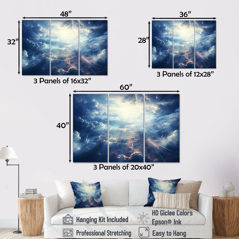 Ethereal Storm Sky - art mural ciel, Toile tendue, H 28 po x l 36 po x P 1 po