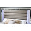 Cristo Bed, Grey Fabric Upholstery, Champagne Wood, Mirror Trim-93513350