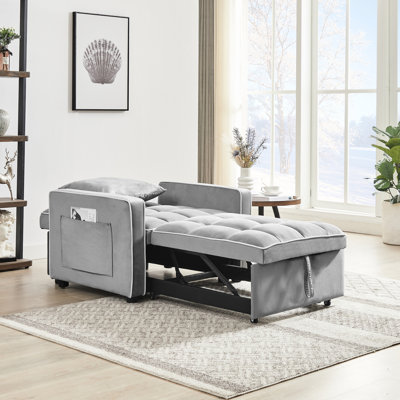 Chaise de lit pliante avec dossier: dossier réglable, velours gris. Structure en bois, utilisation moyenne. Pratique pour une chaise convertible: se transforme en plusieurs configurations. Revêtement en velours, dossier