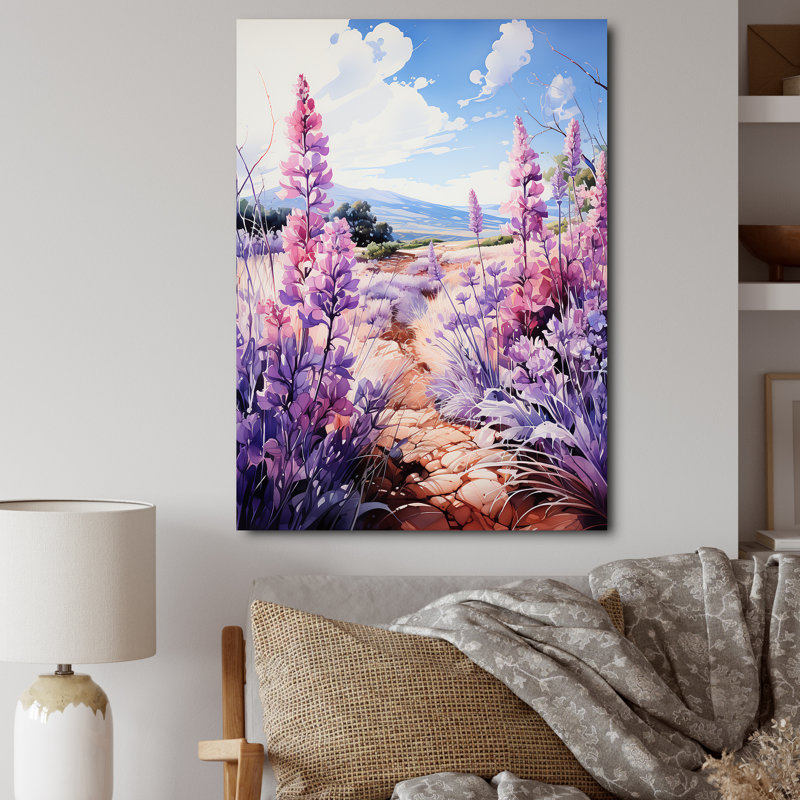 Meadow Lavender Enchantment II - Décoration murale florale et botanique, H 32 po x l 16 po x P 1 po, Toile tendue