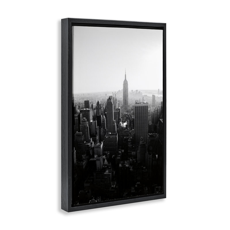 Empire Empire dans un cadre flottant monochrome, design par Aledanda, H 25 po x l 17 po, Cadre flottant noir de jais