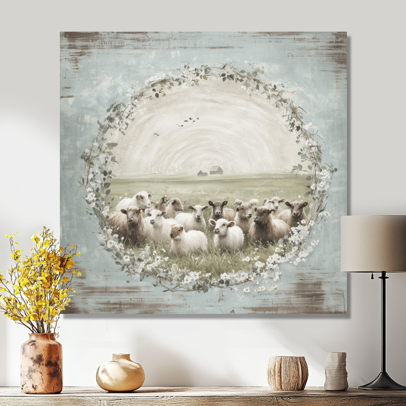 Farm Farm Family Selfie I - campagne, impression murale en métal, H 29 po x l 29 po