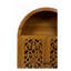 Armoire arquée sculptée à la main, armoire de rangement en bois massif avec tablette ouverte et 2 portes