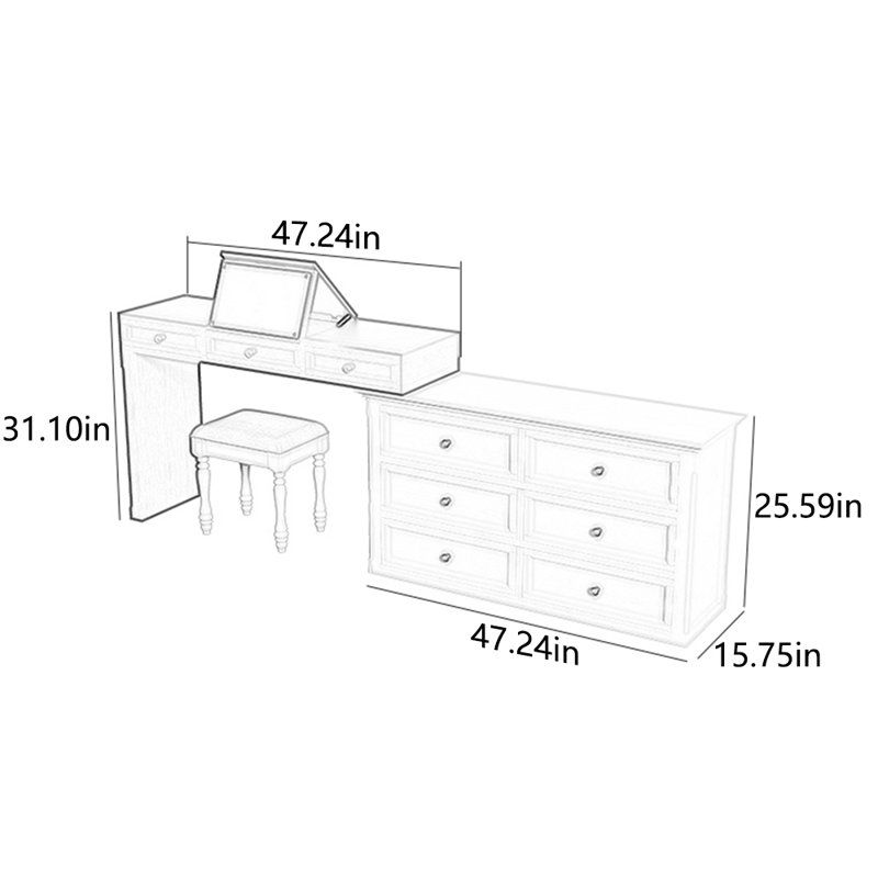 Solid wood retro style multi-functional dresser