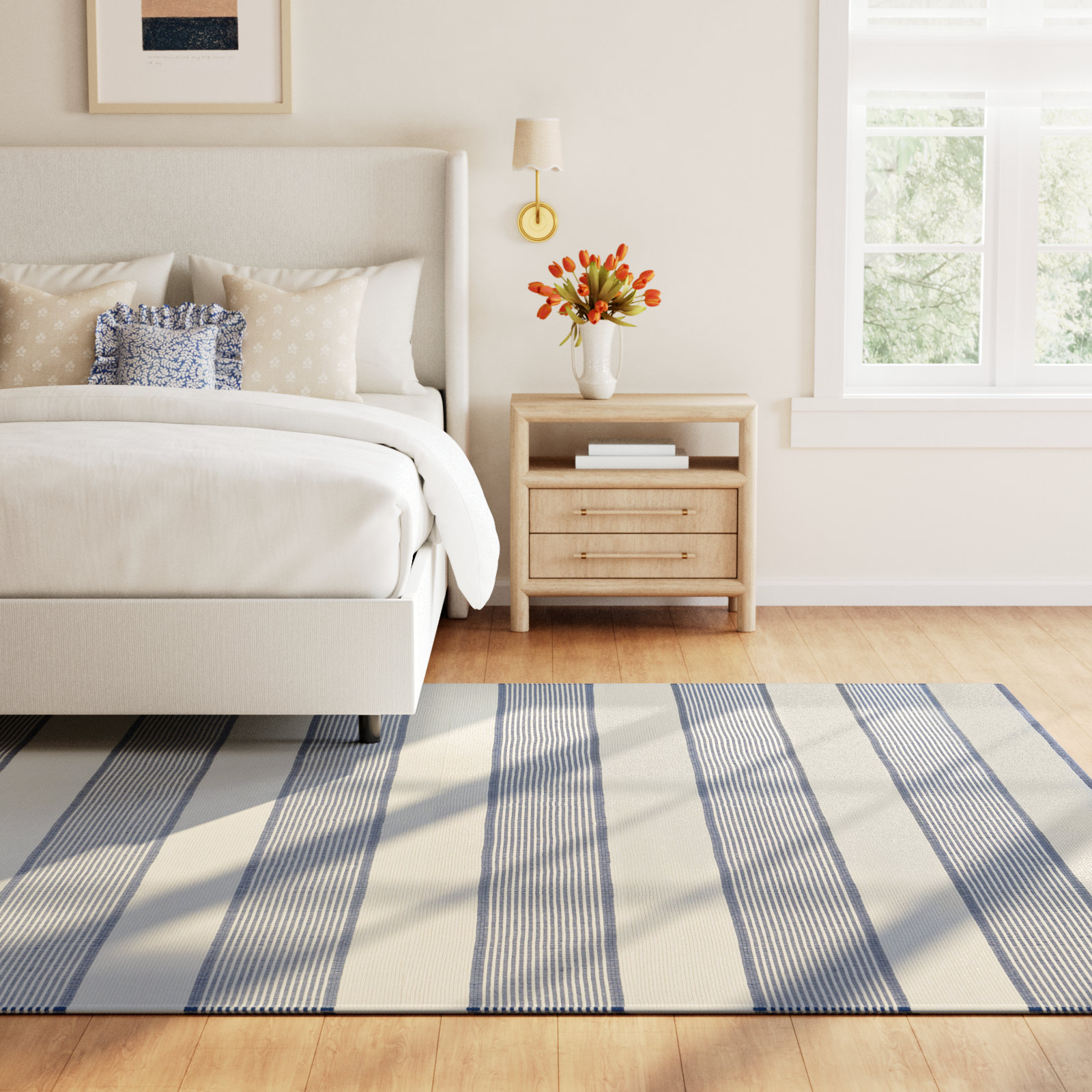 La Mirada Navy Handwoven Cotton Rug, Rectangle 9'6" x 13'6"