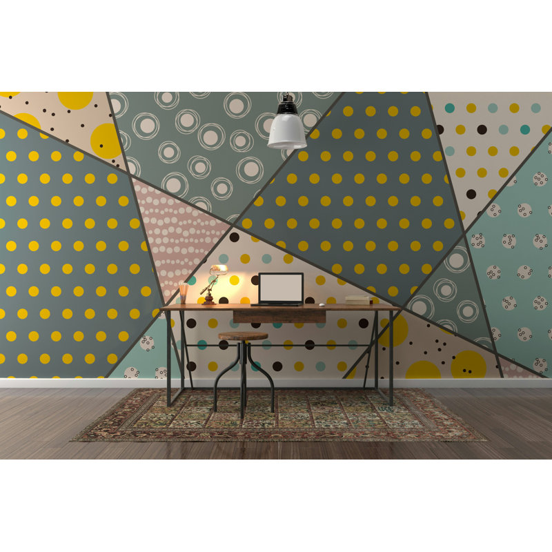 Papier peint amovible géométrique à formes trapézoïdales et triangulaires, L 35,04 po x L 55 po
