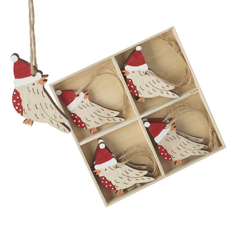 13cm Wood Animals Hanging Figurine Ornament