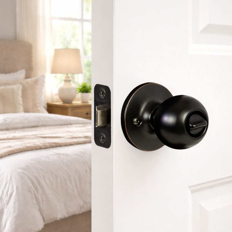 Bouton d'intimité pour lit / baignoire Ball, Bronze huilé, H 2,88 po x l 3,5 po x P 6,38 po, 2-Way Latch