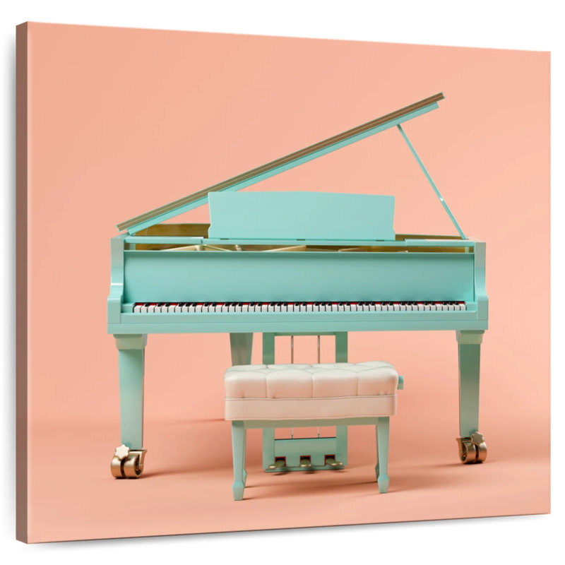 Abarca Teal Grand Piano, 16" H x 16" W