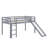 Twin Elevated Bed Featuring Ladder & Slide, Loft Beds Equipped With Safety Guardrails-448104627