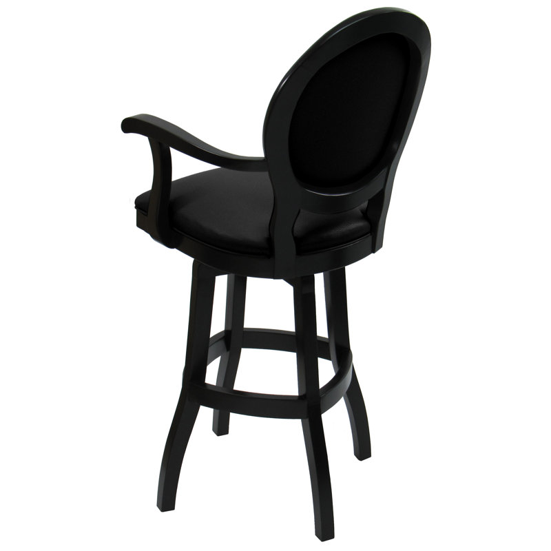 Farald Swivel Upholstered Counter Stool with Solid Wood Frame, Black, Extra Tall  (34” Seat Height)