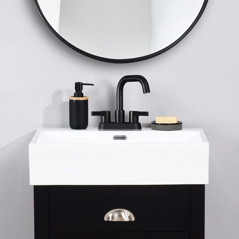 Bathroom Faucet 2 Handle, 4 Inch Matte Black, 3 Hole With Pop Up Drain & Water Supply Lines, 360 Swivel Nozzle Handle Faucet, And Swiveling Spout For European Bathrooms