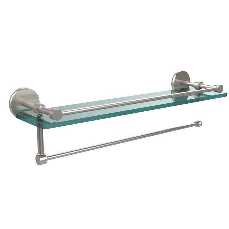 Dalston Bracket Shelf with Towel Bar, Satin Nickel, 5'' H x 22'' W x 5'' D