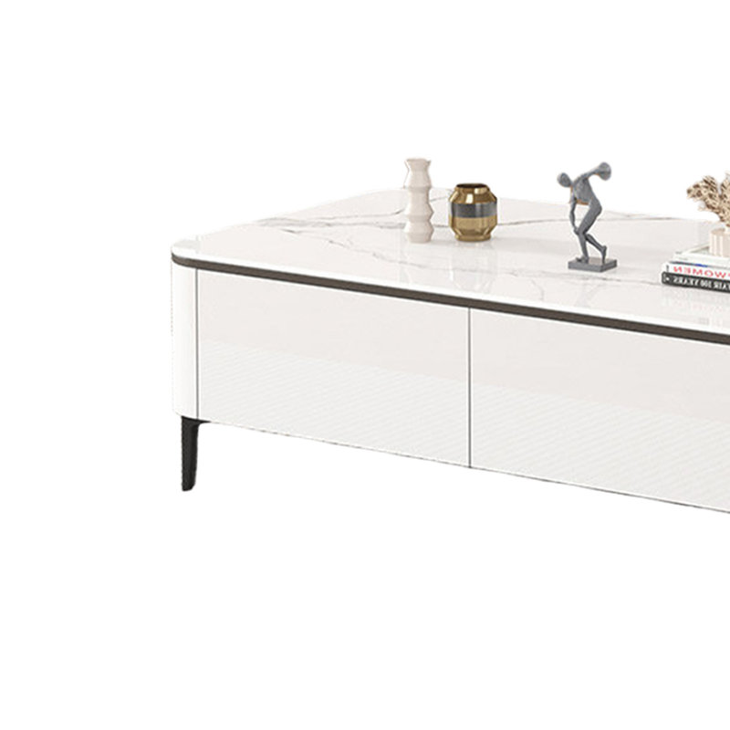Table basse de style américain de luxe minimaliste, Blanc, H 17,71 po x L 39,37 po x l 19,68 po