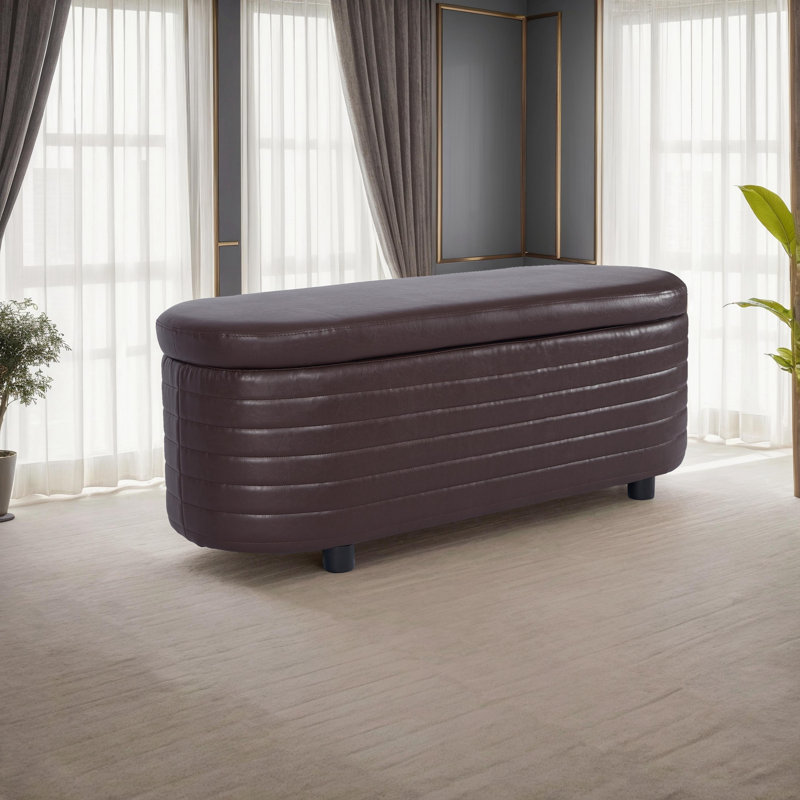 Banc de rangement en similicuir Teit, Brun