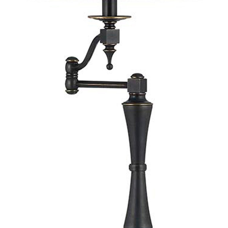 Lampe sur pied à bras pivotant 61 po bronze avec abat-jour carré brun