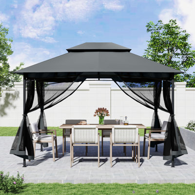 Pavillon de jardin double en métal avec toit