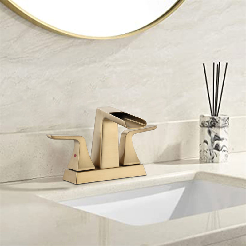 Robinet pour salle de bain à deux poignées à deux poignées, Or brossé