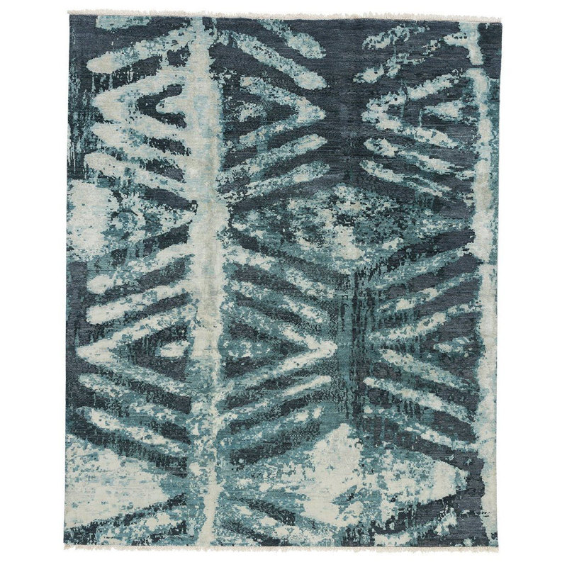 Trinity Geometric Area Rug in Green/Beige