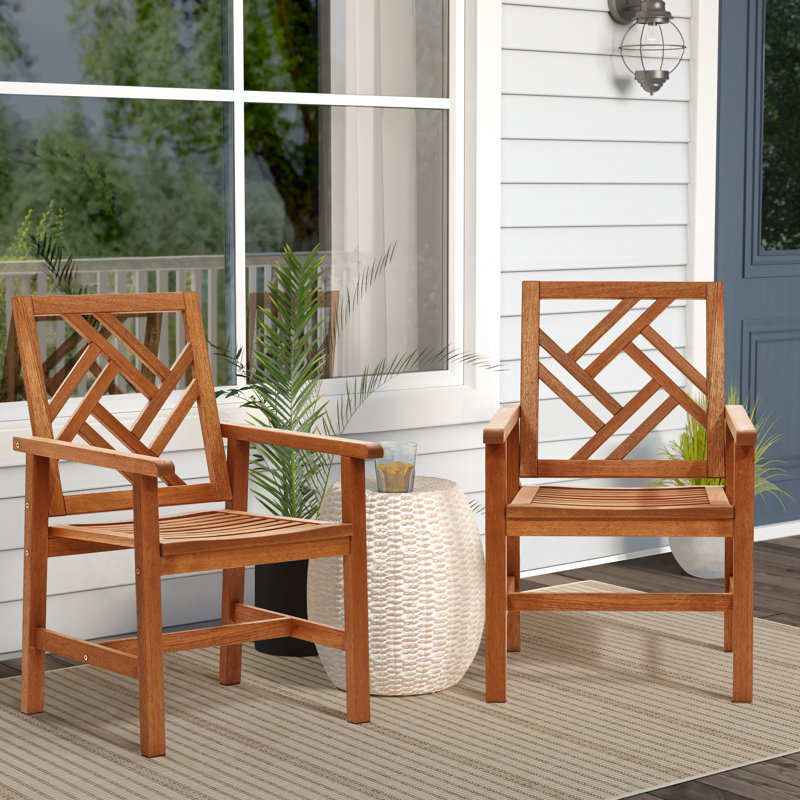 Solid Wood Slatted Outdoor Dining Armchair