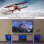 Console de télévision avec rangement de 71,78 po de profondeur et plusieurs lumières DEL multicolores noires en forme de biplane, centre de divertissement moderne pour 60 à 69 pouces