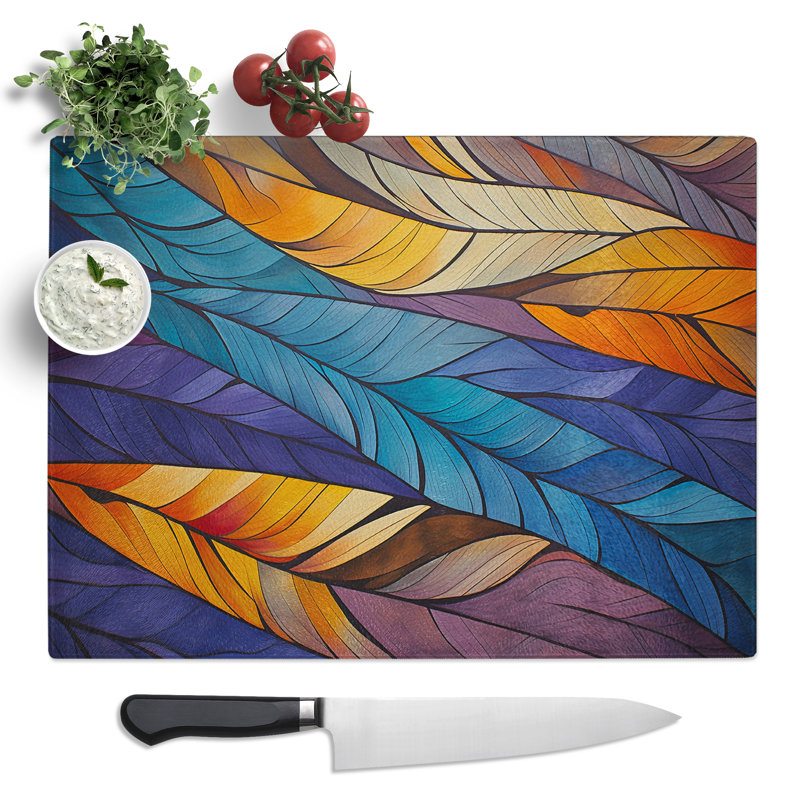 Feather Geometric No.4  Glass Chopping Board