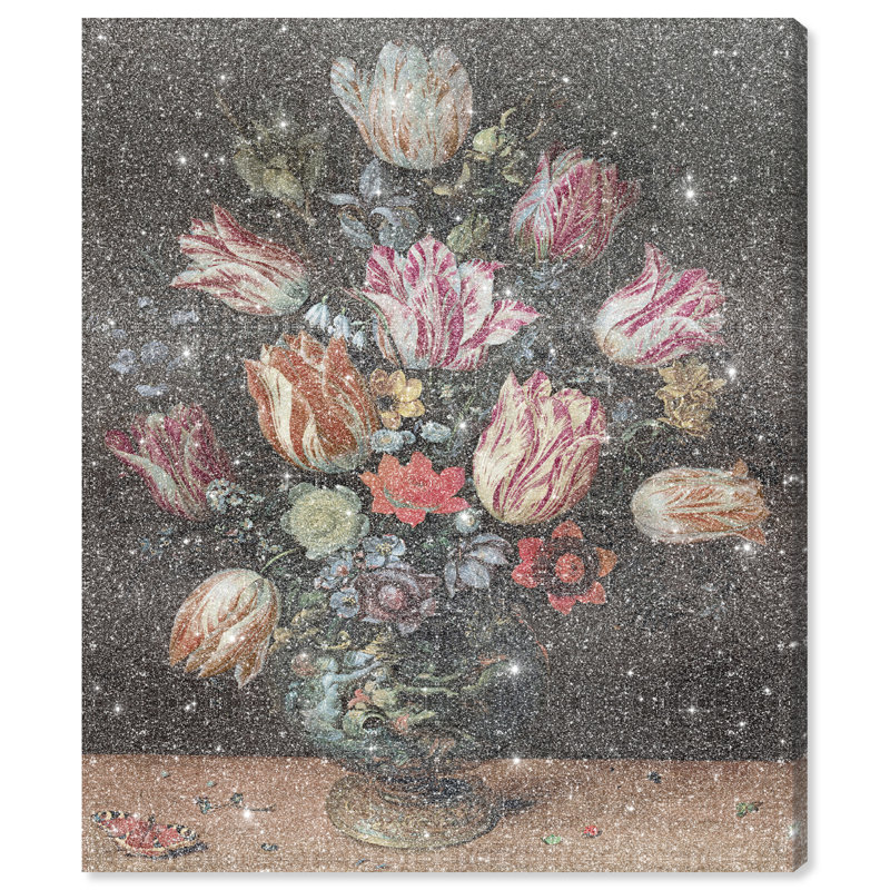 Francken the Younger Vase with Tulips Canvas Floral & Botanical Print by Oliver Gal, Black Frame, 16 x 20, 24"H x 20"W