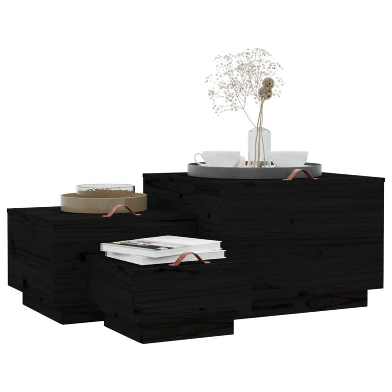 Ebern Designs Solid Wood Storage Tub & Tote, Black
