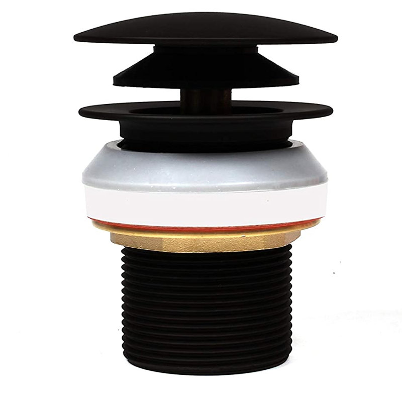 Integrated Overflow Drain 1-1/2 in. NPSM Coarse Thread Tip-Toe Mechanism with ABS Adapter, Matte Black