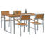 5 Piece Garden Dining Set Grey Steel-1818936443