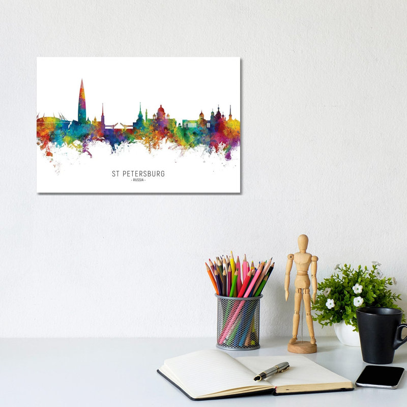 St Petersburg Russia Skyline City Name by Michael Tompsett - Wrapped Canvas Gallery-Wrapped Canvas Giclée