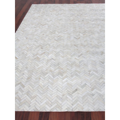 Mosaic Leather Cowhide Chevron Indoor Rug