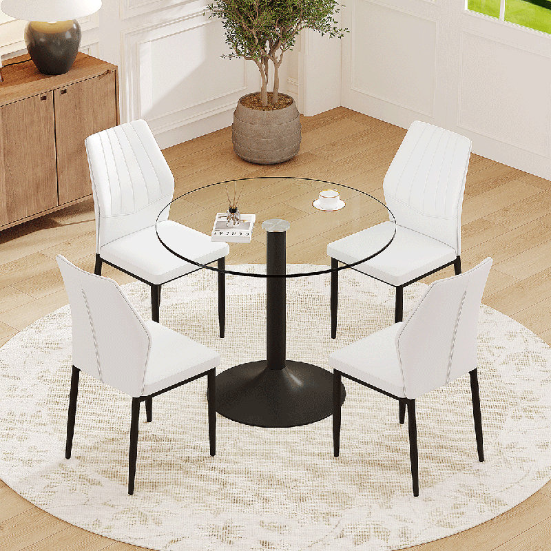 Ensemble de table de salle à manger 35 po, table de cuisine moderne et chaises pour petits espaces, Blanc