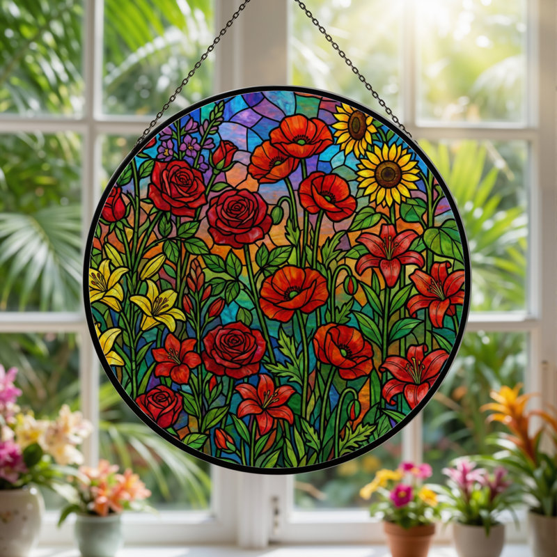 Panneau de vitrail de jardin 12 "H 12", H 12 po x l 12 po