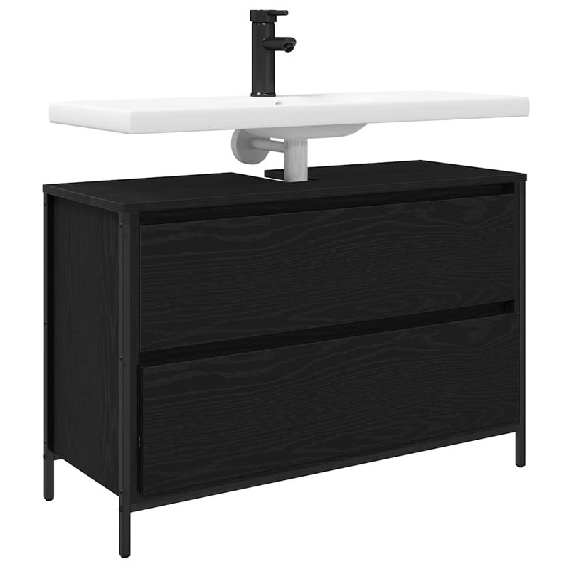 Bathroom Basin Cabinet With Drawers Sonoma Oak 60X34.5X60 Cm, 90", Black Oak 