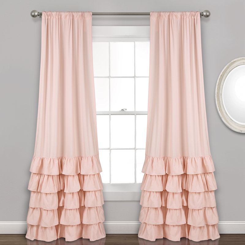 Paire de rideaux semi-transparents avec passe-tringle Allison, Rosé, L 40 po x L 84 po