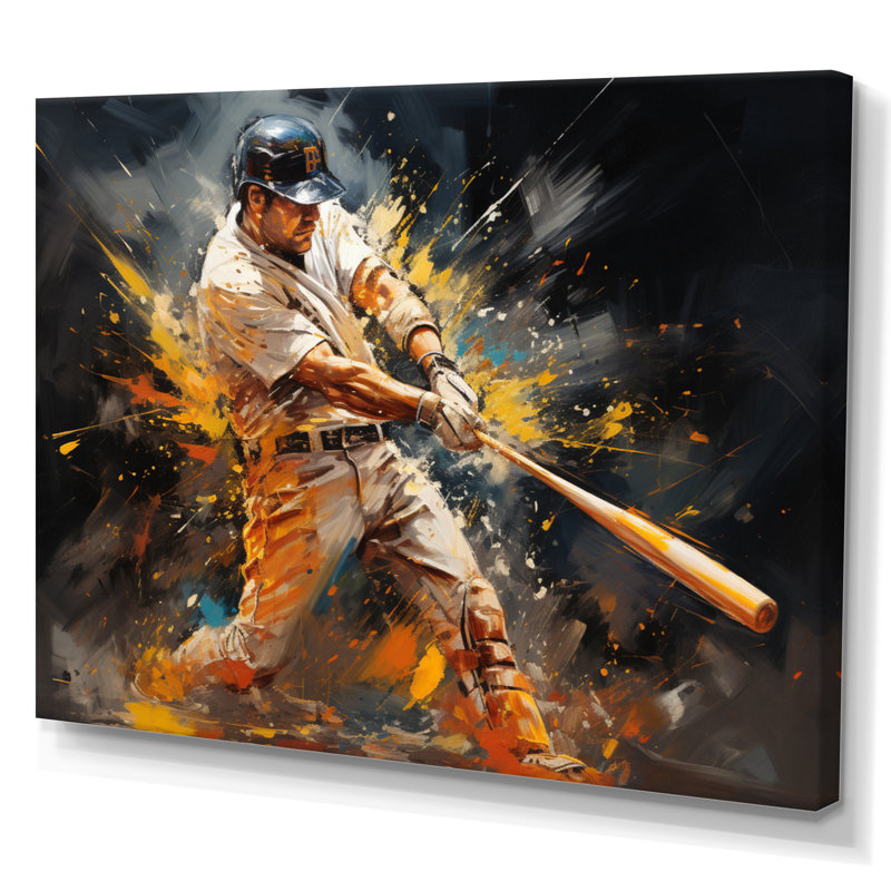 Baseball abstrait Home Run - Art de baseball sur toile, Toile tendue, H 34 po x l 44 po x P 1,5 po