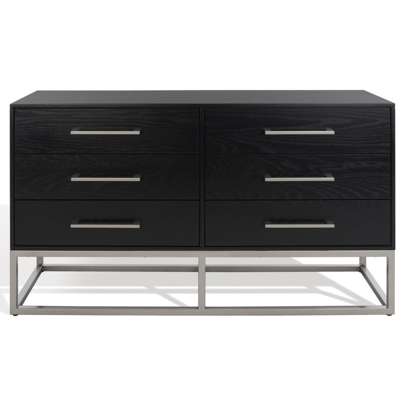 Commode à 6 tiroirs Sheldon, Argent / noir